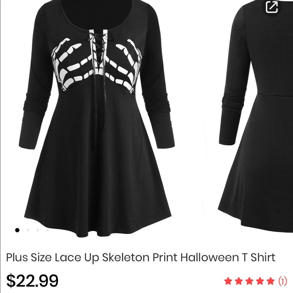 Plus Size Skeleton Print Halloween Gothic Dress Size 24